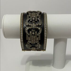 Heidi Daus Vintage “Denim and Deco” Black Cuff Bangle